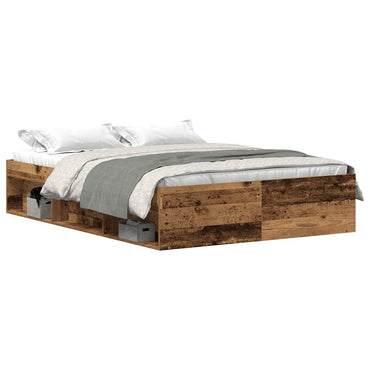vidaXL Bettgestell ohne Matratze Altholz-Optik 135x190cm Holzwerkstoff