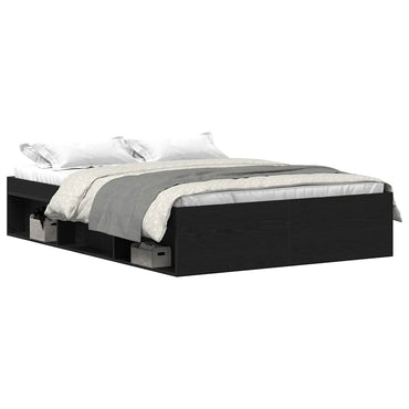 vidaXL Bettgestell ohne Matratze Schwarz Eichen-Optik 135x190 cm