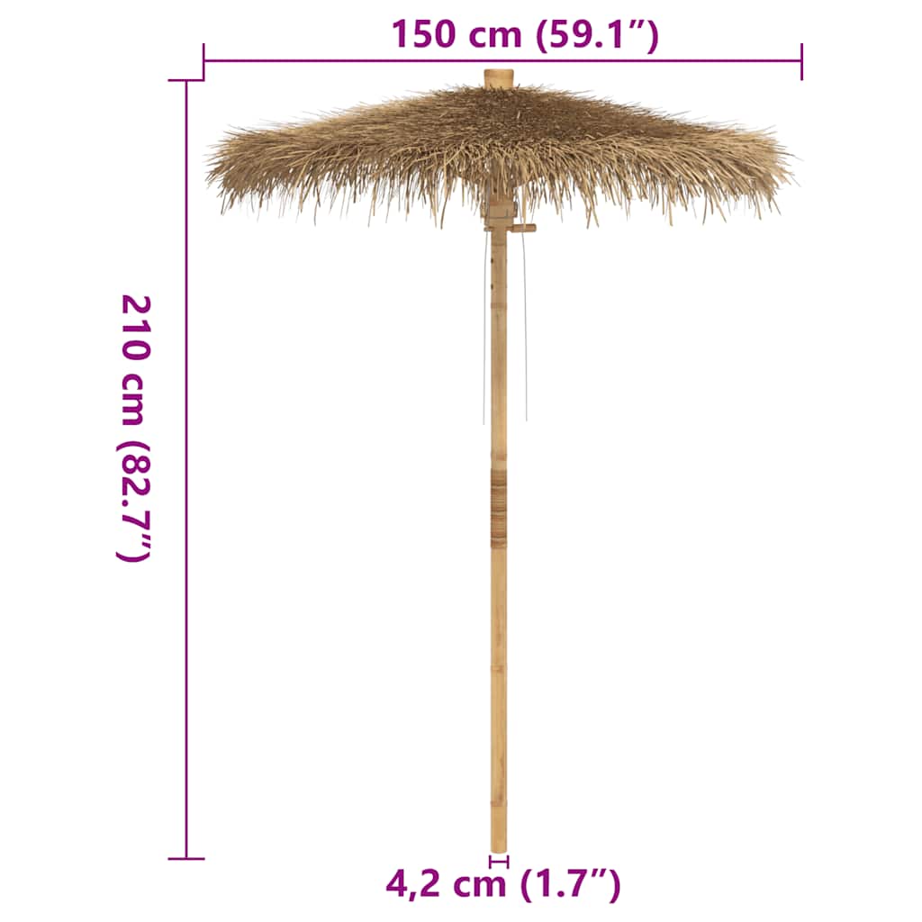 vidaXL Tiki-Schirm mit Bananenblatt-Dach 150 cm Bambus