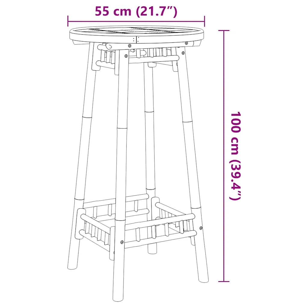 vidaXL Garten-Bartisch Rund Ø55x100 cm Bambus
