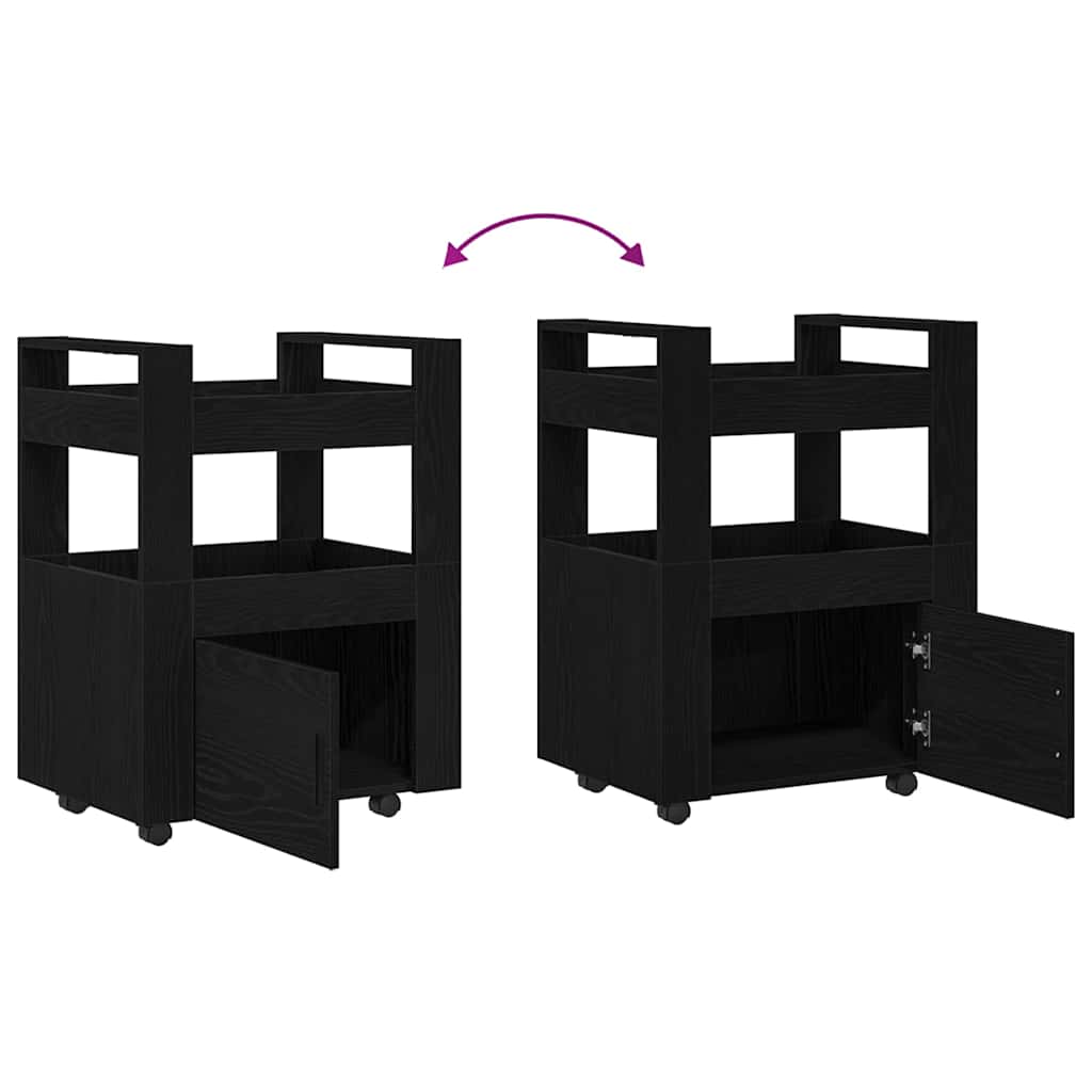 Küchentrolley Schwarz Eichen-Optik 60 x 45 x 80 cm