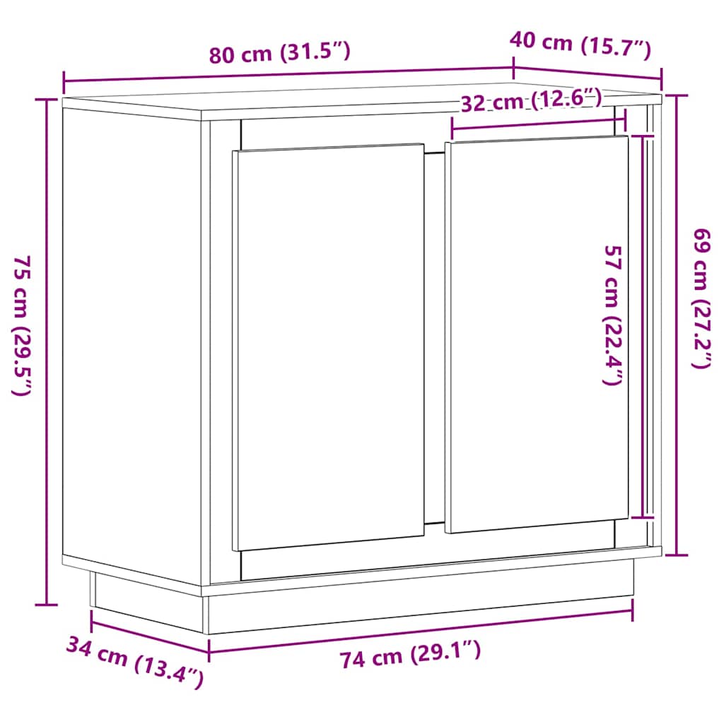 vidaXL Sideboard Altholz 80 x 40 x 75 cm Holzwerkstoff