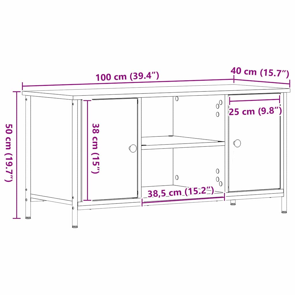 vidaXL TV-Schränk Schwarz Eichen-Optik 100 x 40 x 50 cm Holzwerkstoff