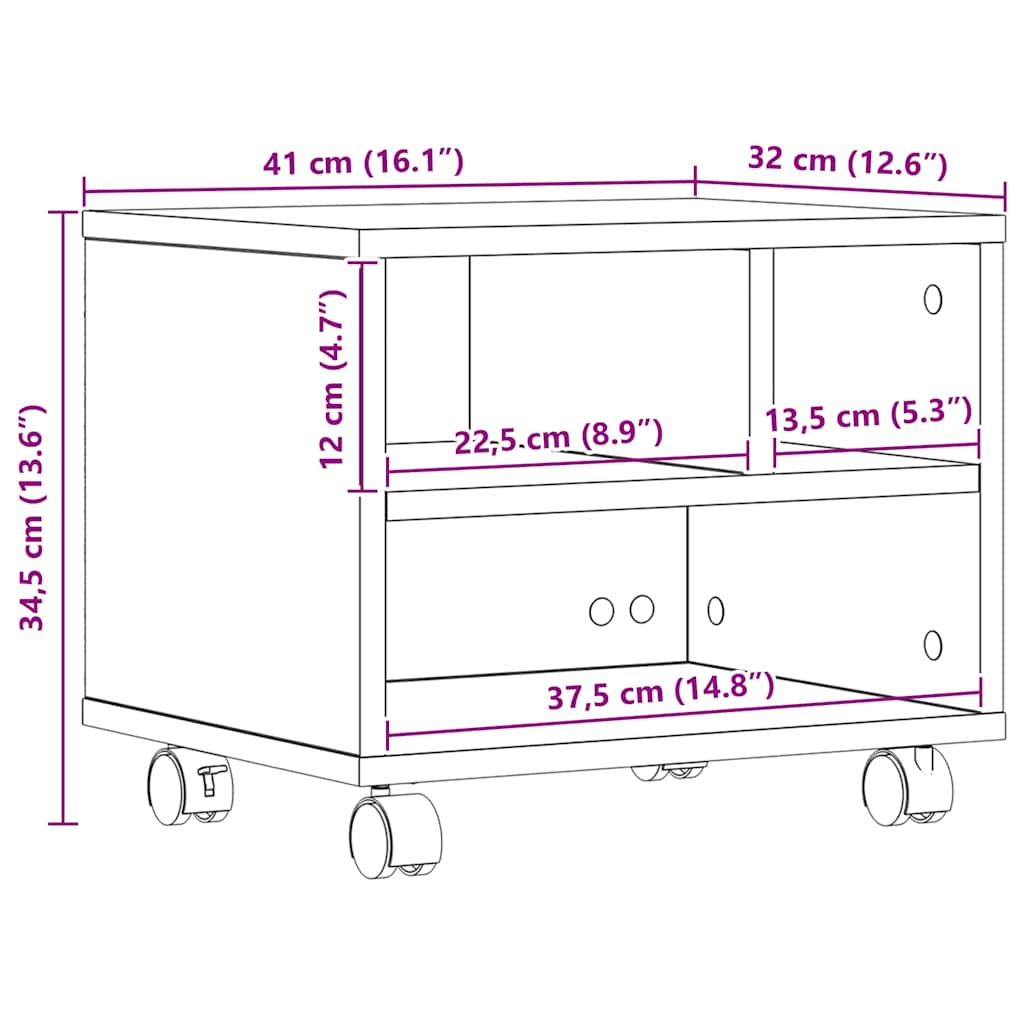 Druckerständer Artisan-Eiche 41 x 32 x 34,5 cm Holzwerkstoff