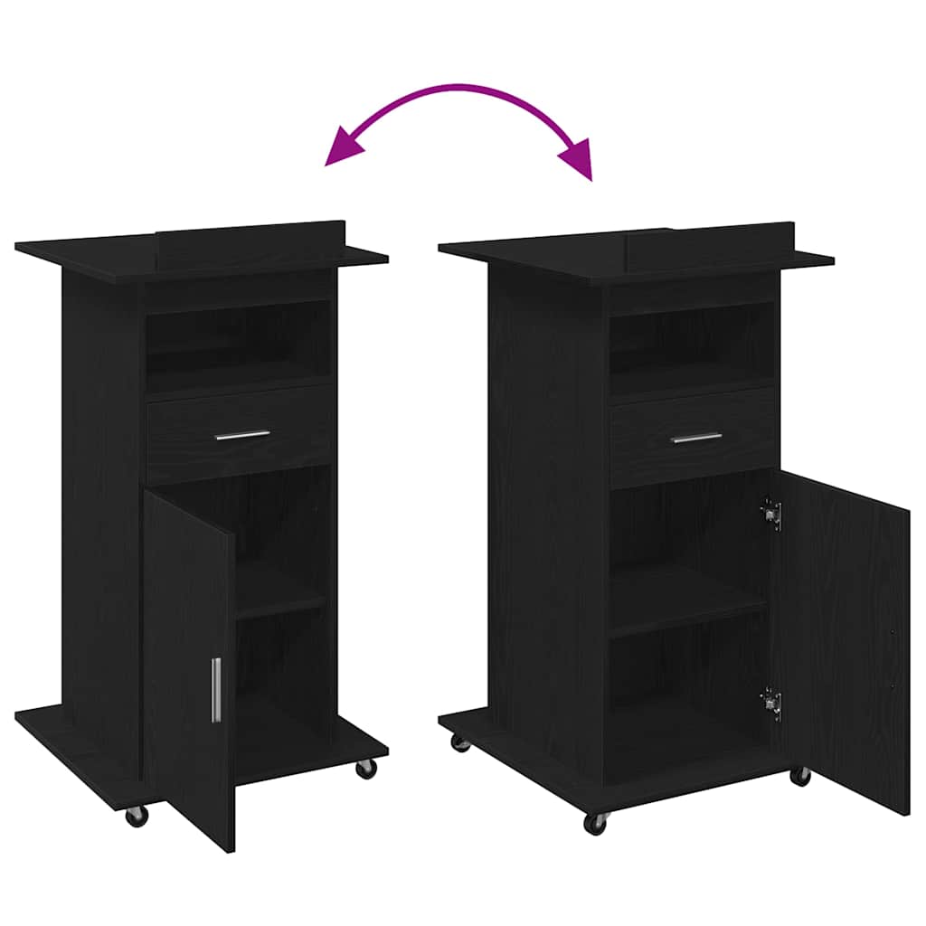 Podium Schwarz Eichen-Optik 55 x 55 x 107 cm Holzwerkstoff