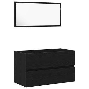 vidaXL Ensemble de meubles de salle de bain 2 pcs Noir aspect chêne Aggloméré