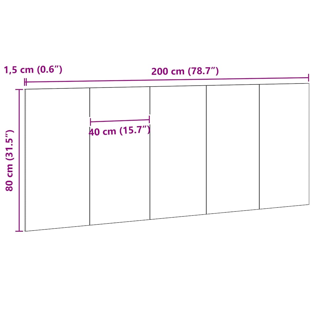 vidaXL Bettkopfteil Schwarz Eichen-Optik 160 x 1,5 x 80,5 cm