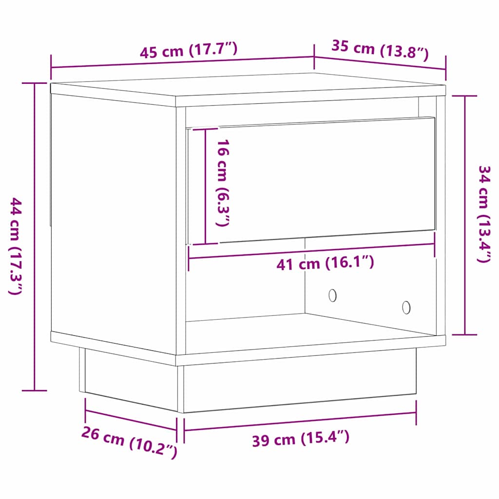 vidaXL Nachttisch Artisan-Eiche 45 x 34 x 44 cm Holzwerkstoff