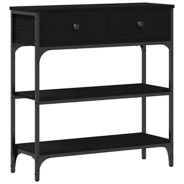 vidaXL Console avec étagère Noir aspect chêne 72,5 x 25 x 75 cm