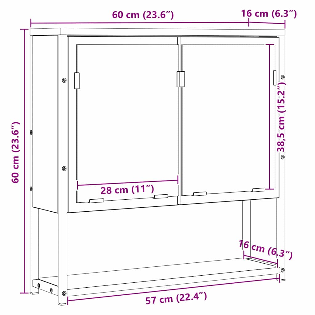 vidaXL Badezimmer Spiegel mit Regal Wandmontiert Beige 60 x 16 x 60 cm