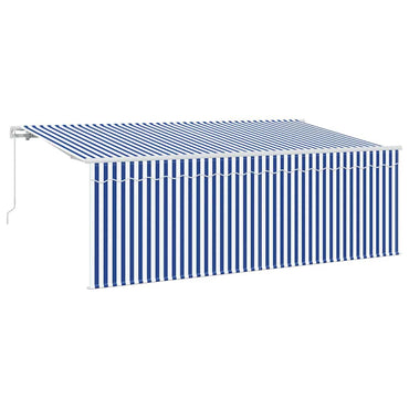 vidaXL Einziehbare Markise Blau und weiß 350 x 200 cm Stoff und Metall