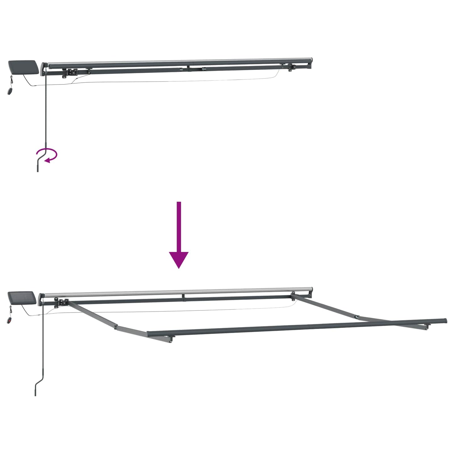 vidaXL Einziehbare Markise Mehrfarbig 350 x 250 cm Stoff