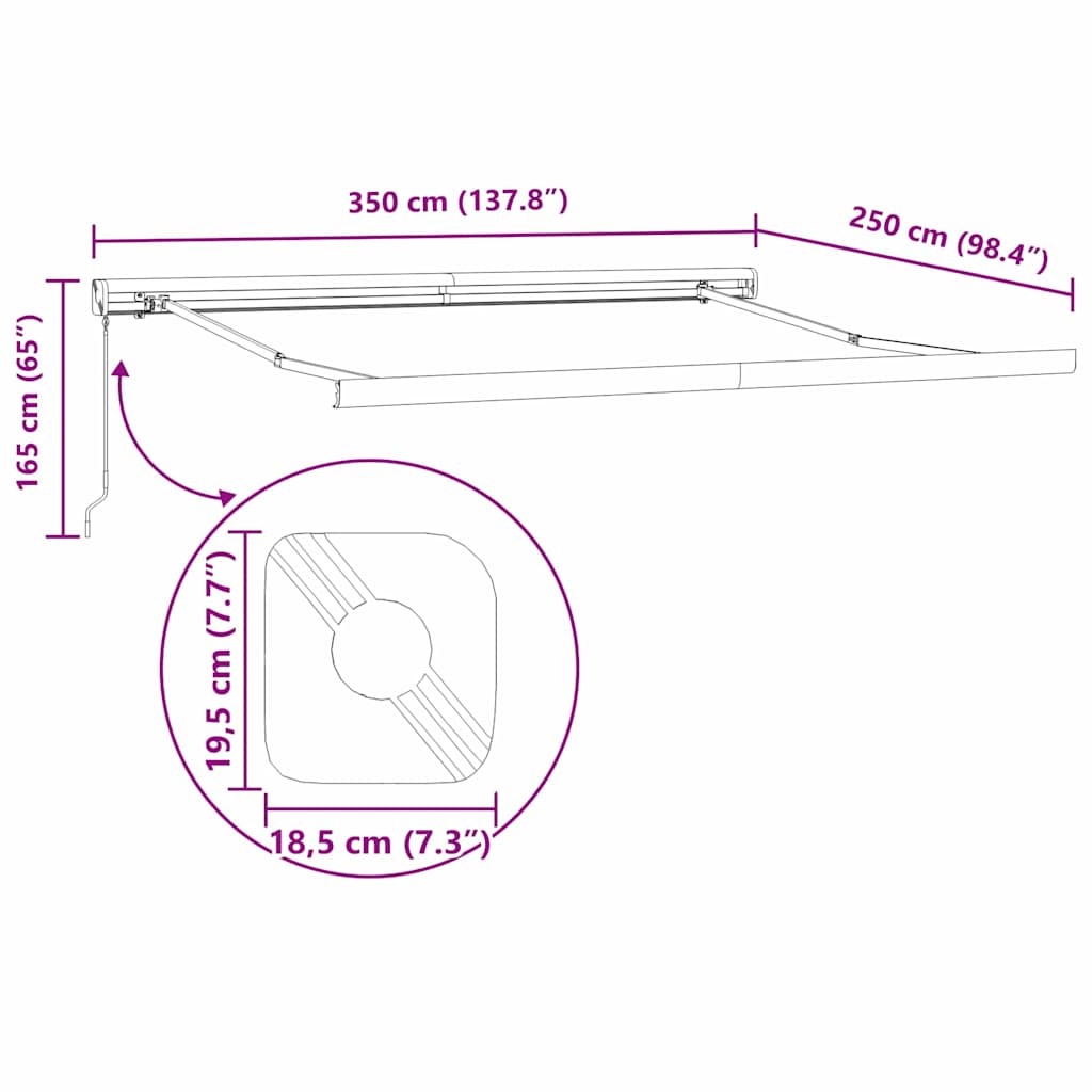 vidaXL Einziehbare Markise Grün und Weiß 350 x 250 cm Stoff und Metall