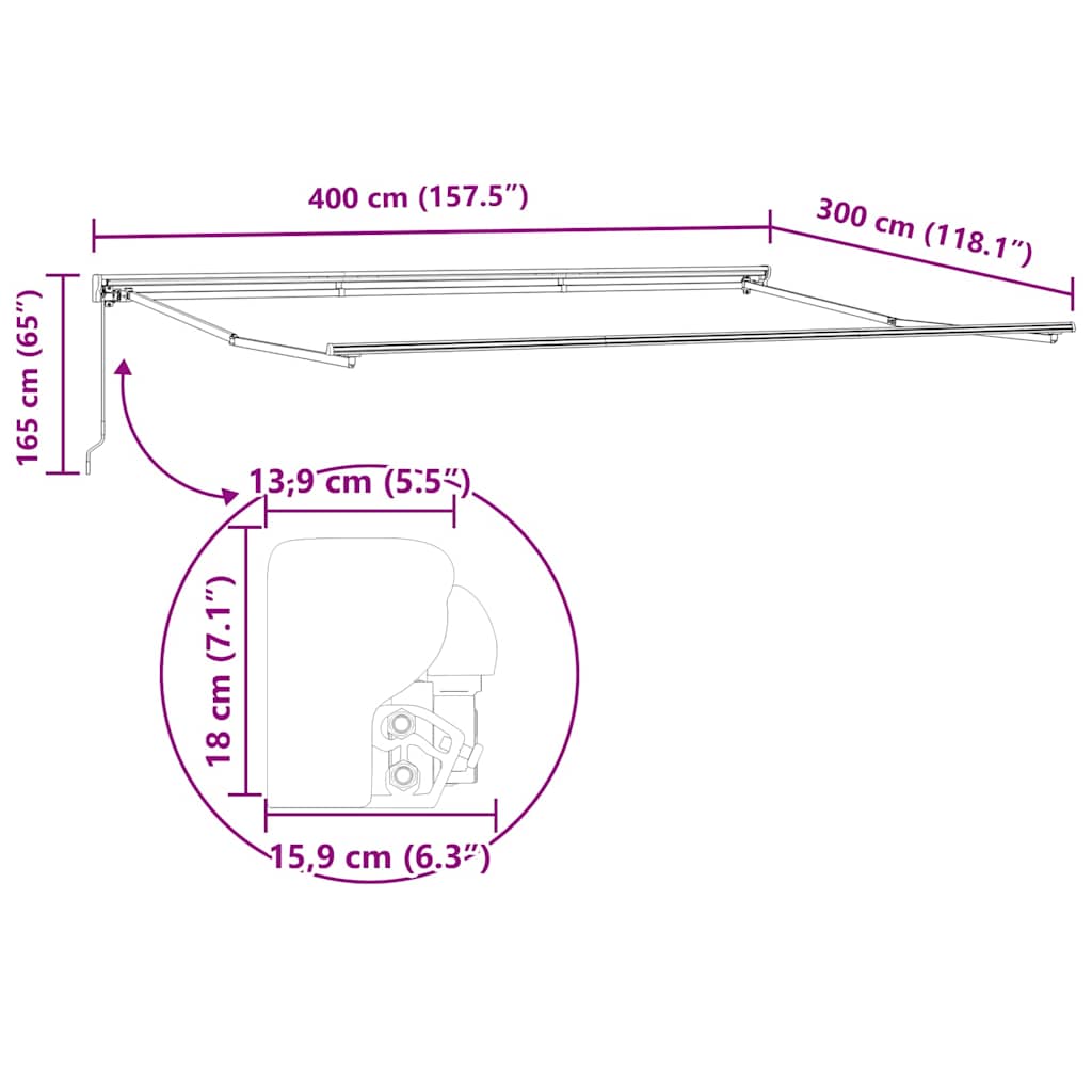 vidaXL Einziehbare Markise Grün und Weiß 400x300 cm Stoff