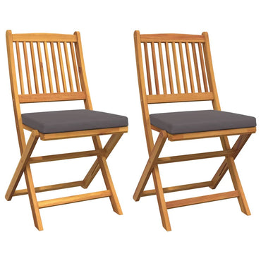 vidaXL Klappstuhl mit Kissen 2 pcs Braun Massivholz Akazie
