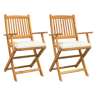 vidaXL Klappstuhl mit Kissen 2 pcs Braun Massivholz Akazie
