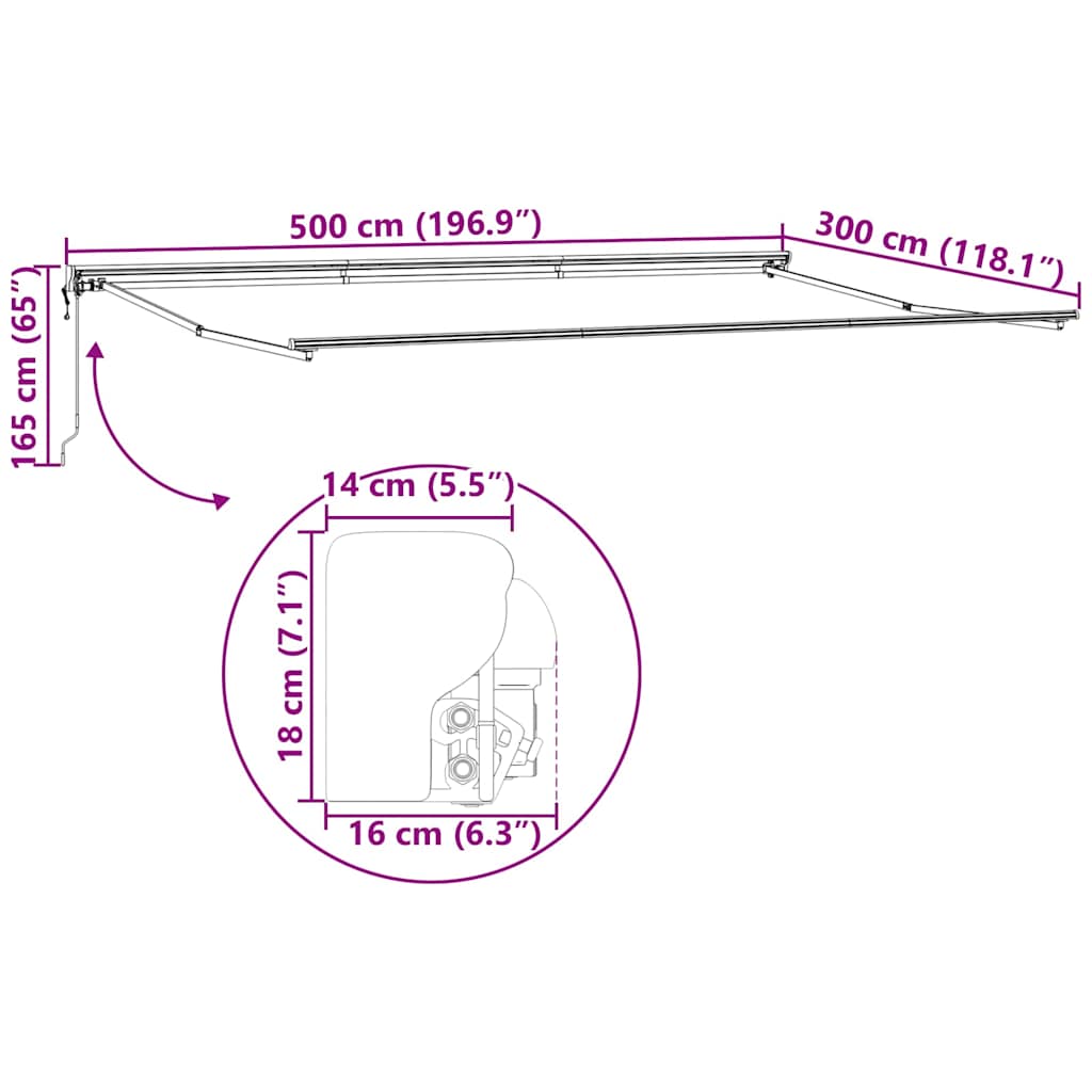 Markisenrahmen Anthrazit 5 x 3 m Pulverbeschichteter Stahl