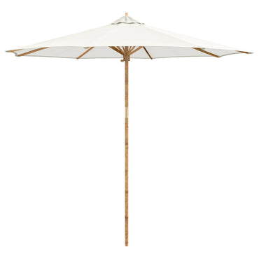 vidaXL Garten-Sonnenschirm Cremeweiß Ø 270 x 260 cm Bambus