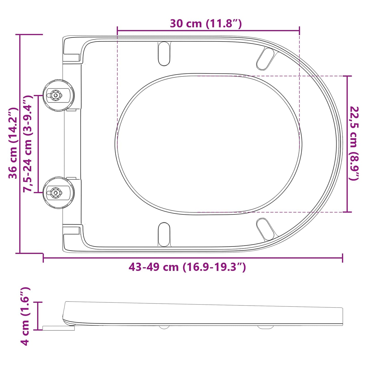 Toilettensitz Weiß 49 x 36 x 4 cm Duroplast