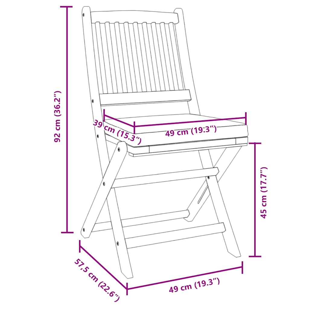 vidaXL Klappstuhl 4 pcs Weiß 49 x 57,5 x 92 cm Massivholz Akazie