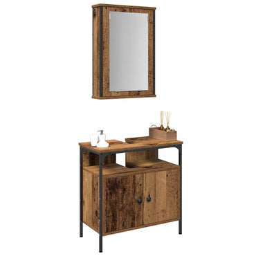 vidaXL Badezimmermöbel-Set mit Regal mit Tür 2 pcs Braun Holzwerkstoff