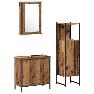 vidaXL Badezimmermöbel Set mit Speicher 3 pcs Braun 33 x 33 x 120.5 cm