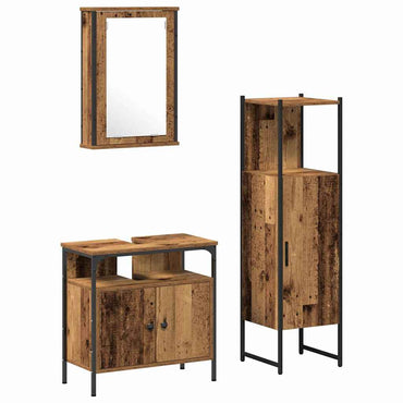 vidaXL Badezimmermöbel Set mit Speicher 3 pcs Braun 33 x 33 x 120.5 cm