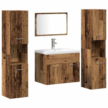 vidaXL Badezimmermöbel-Set Wandmontiert 4 pcs Altholz Holzwerkstoff
