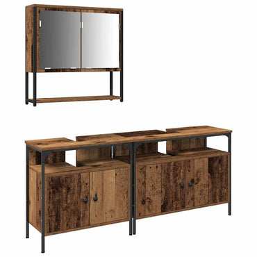 vidaXL Ensemble de meubles de salle de bain avec étagère avec porte 3 pcs Marron Bois d'ingénierie