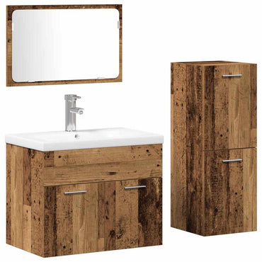 vidaXL Badezimmermöbel-Set Wandmontiert 4 pcs Braun Holzwerkstoff