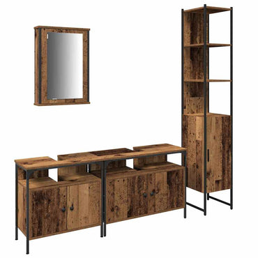 vidaXL Badezimmermöbel-Set mit Regal 4 pcs Altholz Holzwerkstoff
