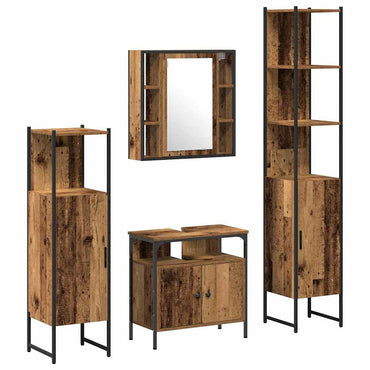 vidaXL Badezimmermöbel-Set mit Regal 4 pcs Altholz Holzwerkstoff