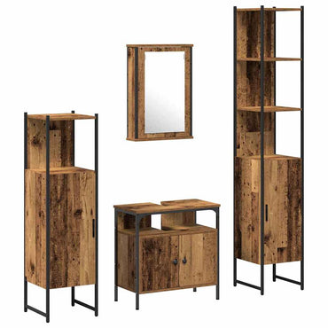 vidaXL Badezimmermöbel Set mit Regal 4 pcs Altholz Holzwerkstoff