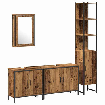 vidaXL Badezimmermöbel-Set mit Regal mit Tür 4 pcs Braun Holzwerkstoff