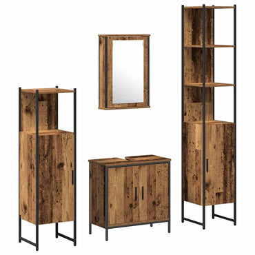 vidaXL Badezimmermöbel-Set mit Regal mit Tür 4 pcs Braun Holzwerkstoff