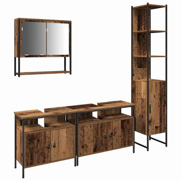 vidaXL Badezimmermöbel-Set mit Regal 4 pcs Altholz Holzwerkstoff