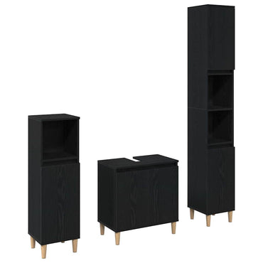 vidaXL Badezimmermöbel-Set Wandmontiert 3 pcs Schwarz Eichen-Optik