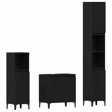 vidaXL Badezimmermöbel-Set Wandmontiert 3 pcs Schwarz Eichen-Optik