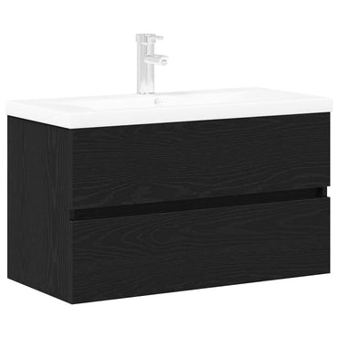 vidaXL Waschbeckenschrank mit Tür Schwarz Eichen-Optik 80 x 39 x 62 cm