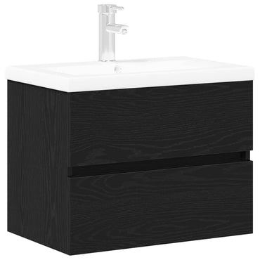 vidaXL Waschbeckenschrank mit Tür Schwarz Eichen-Optik 80 x 39 x 62 cm