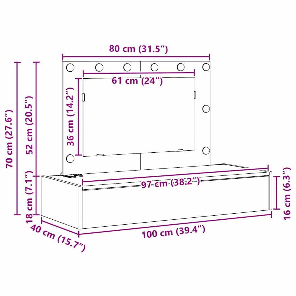 Schminktisch mit Speicher Braun 100 x 40 x 70 cm Holzwerkstoff