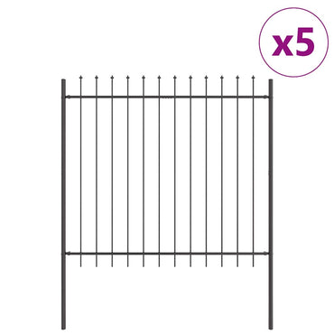vidaXL Gartenzaun 5 pcs Grau 8,5 x 1,5 m Pulverbeschichteter Stahl