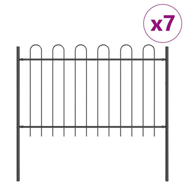 vidaXL Gartenzaun 7 pcs Grau 11,9 x 1 m Pulverbeschichteter Stahl