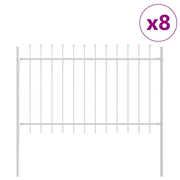 vidaXL Gartenzaun 8 pcs Weiß 13,6 x 1 m Pulverbeschichteter Stahl