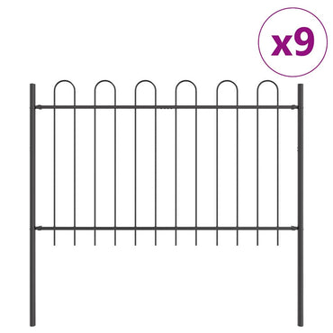 vidaXL Gartenzaun 9 pcs Grau 15,3 x 1 m Pulverbeschichteter Stahl
