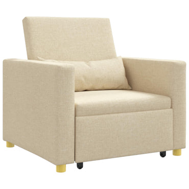 vidaXL Ausziehbare Schlafcouch Einzel Creme 90 x 165 x 87 cm Stoff