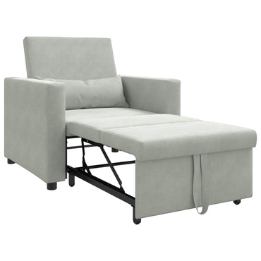 vidaXL Ausziehbare Schlafcouch Einzel Hellgrau 90 x 165 x 87 cm Samt