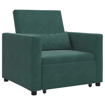 vidaXL Ausziehbare Schlafcouch Einzel Dunkelgrün 90 x 165 x 87 cm Samt