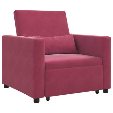 vidaXL Ausziehbare Schlafcouch Einzel Weinrot 90 x 165 x 87 cm Samt