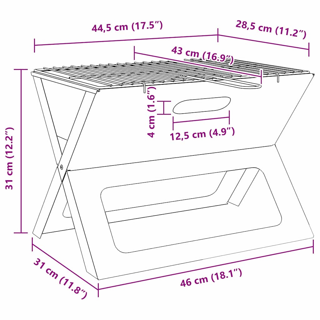 Outdoor Grill Schwarz 46 x 31 x 31 cm Stahl